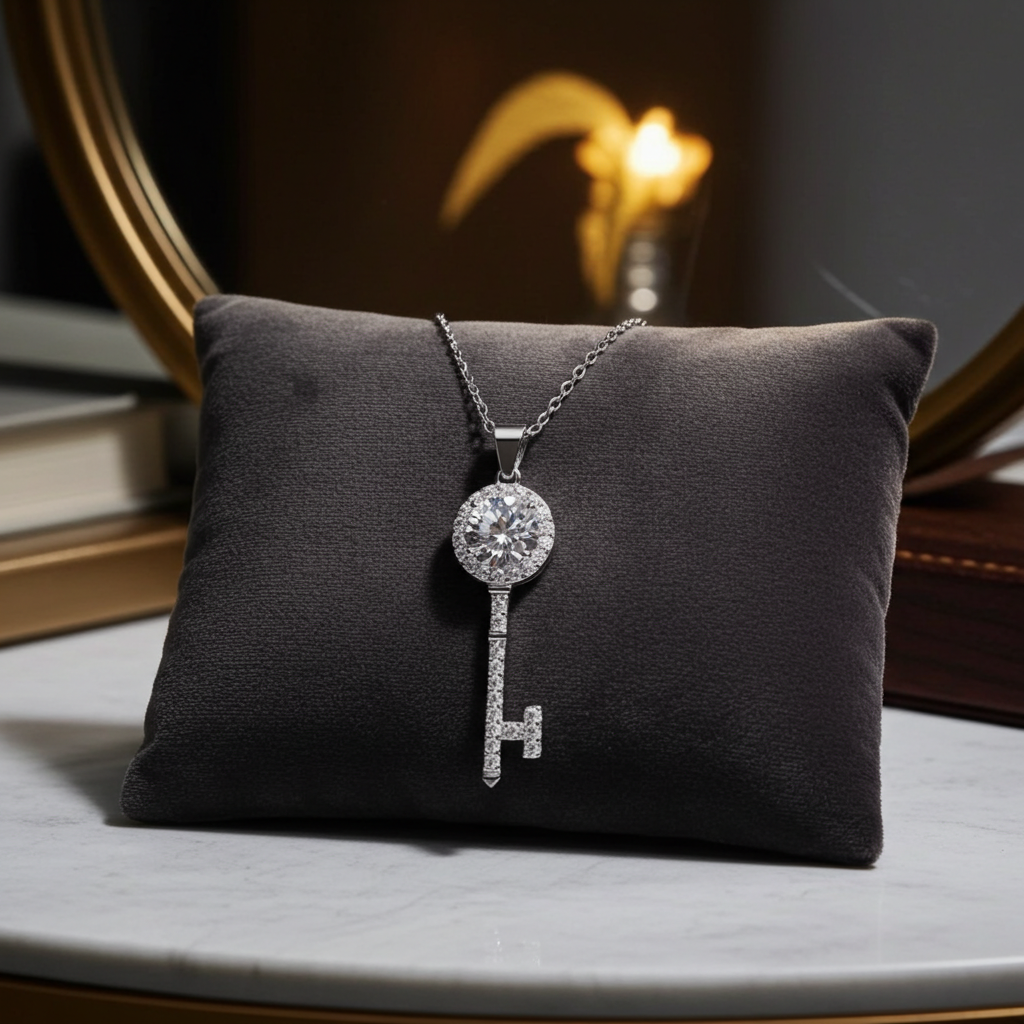 Moissanite Key Necklace — 1 Carat | Argento 925