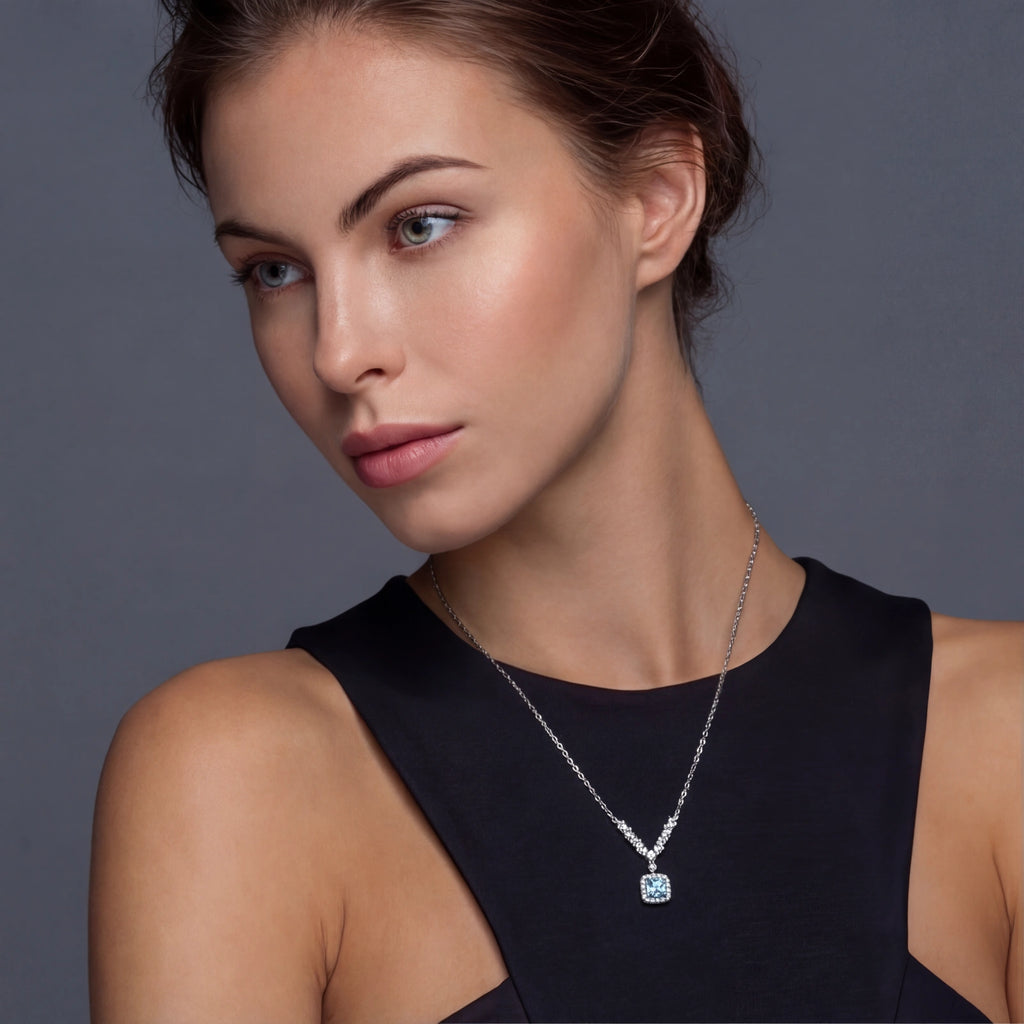 Collana Arco Celeste | Moissanite Blu & Baguette VVS1