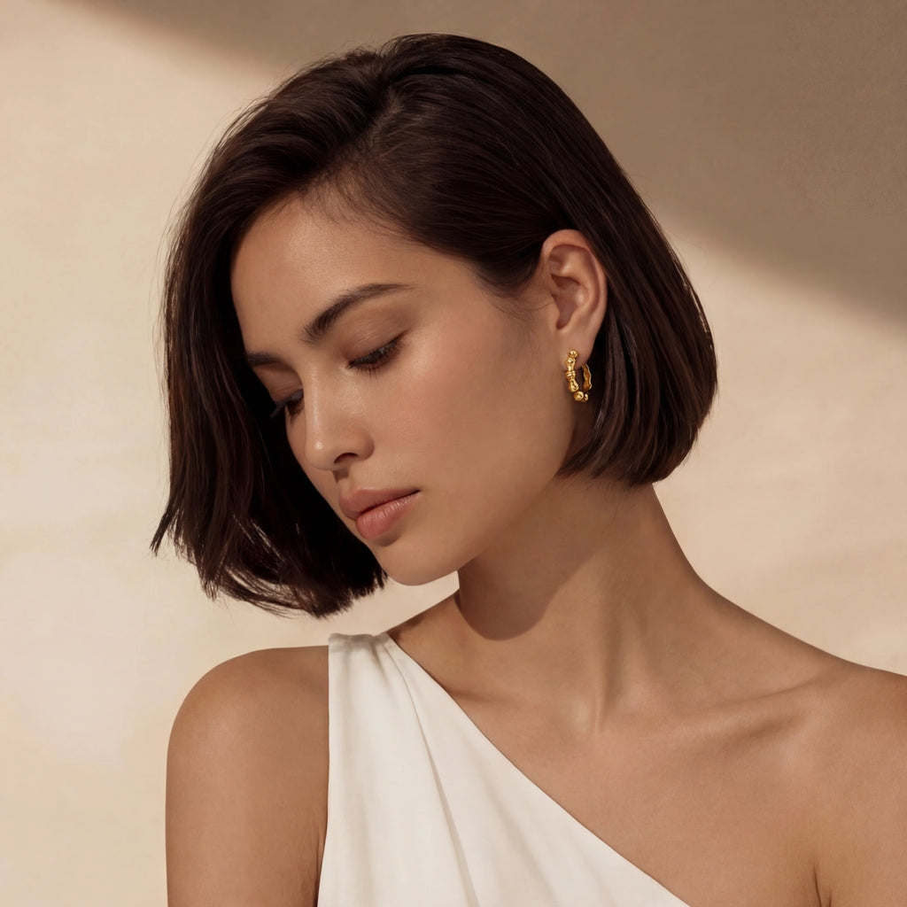 Orecchini Cerchio Bambù | Oro 18K su Argento 925