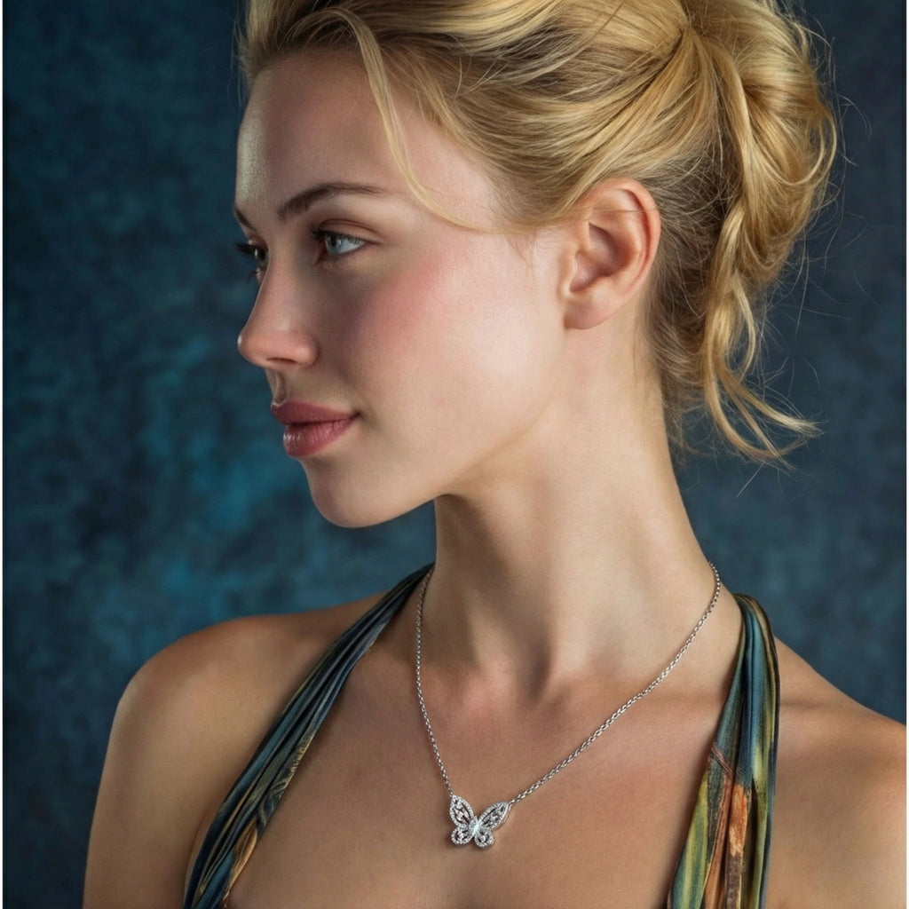 Collana Farfalla Moissanite — 1 Carato | Argento 925