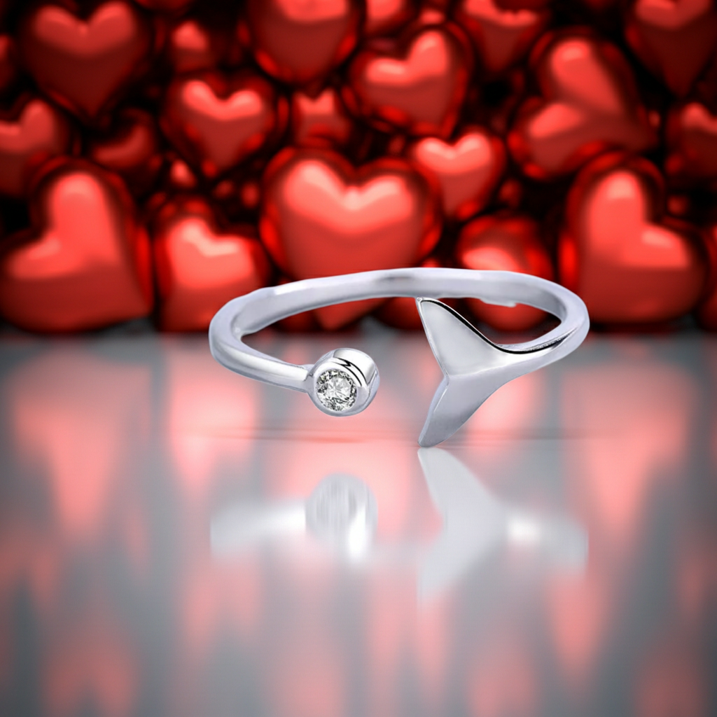 925 Sterling Silver Whale Tail Ring
