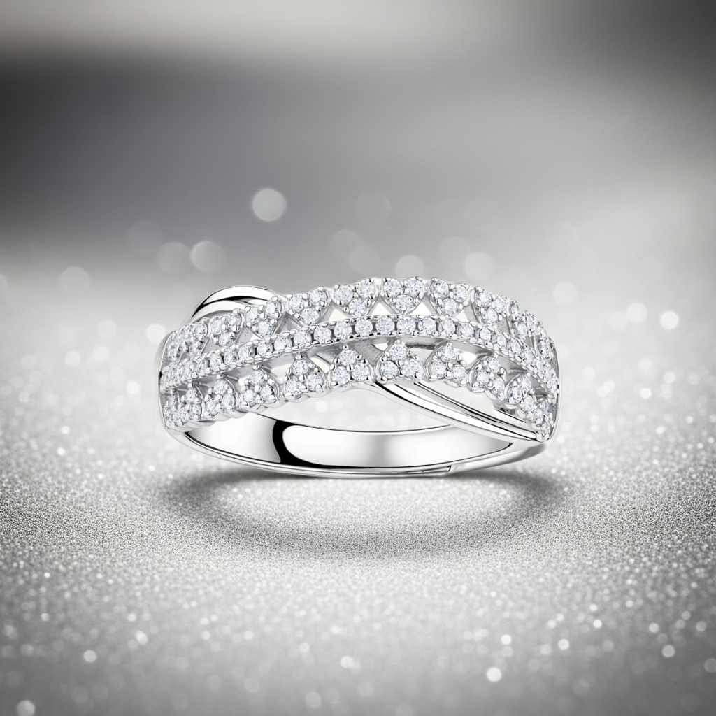 Anello Infinity Incrociato | Moissanite Pavé VVS1