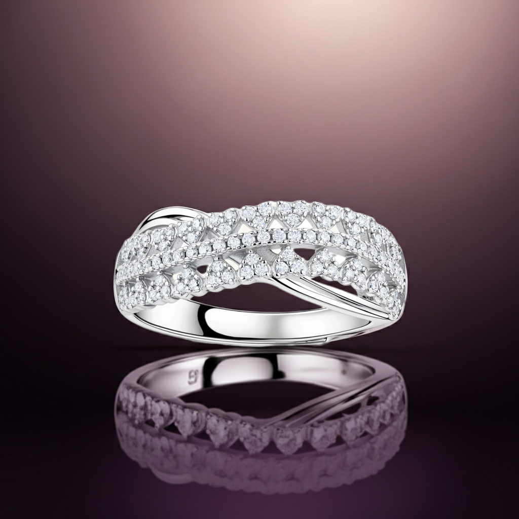 Anello Infinity Incrociato | Moissanite Pavé VVS1