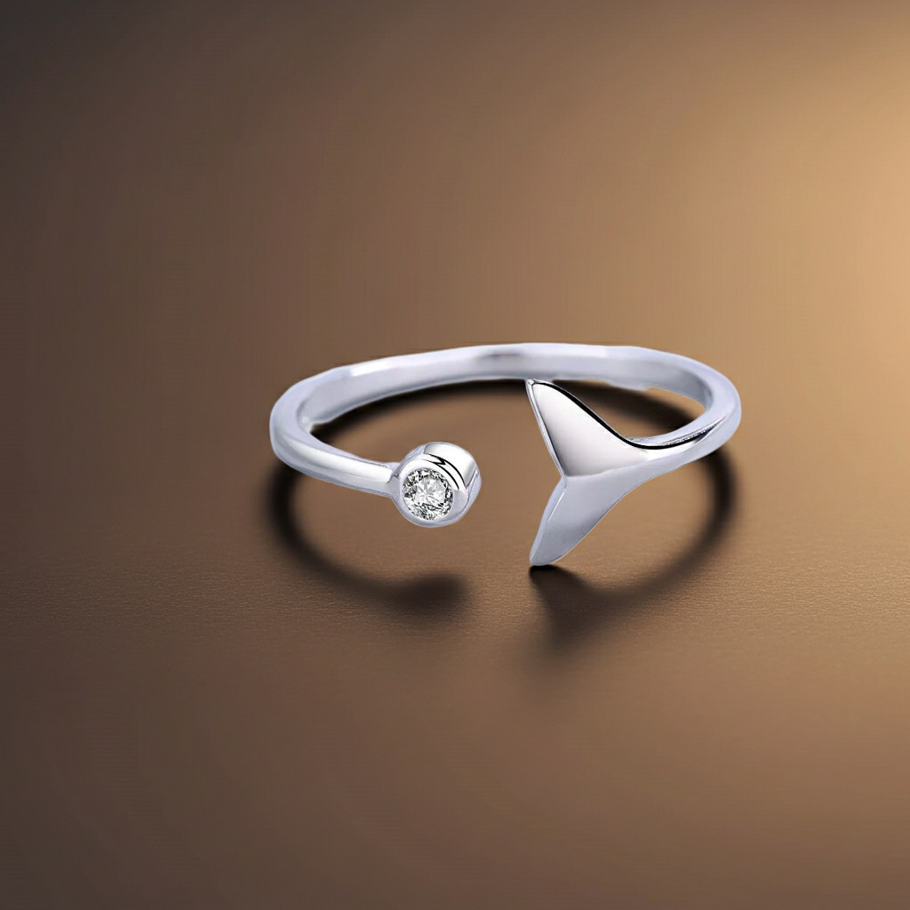 925 Sterling Silver Whale Tail Ring