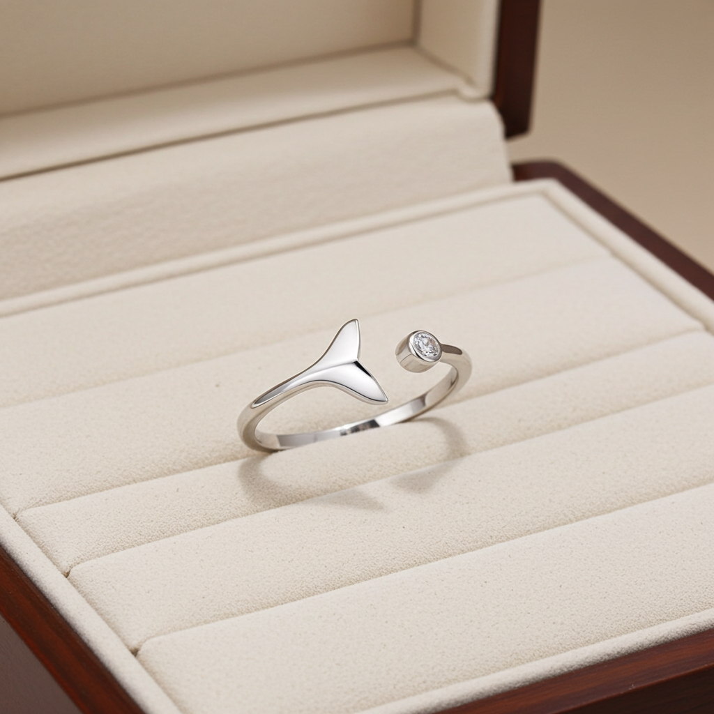 925 Sterling Silver Whale Tail Ring