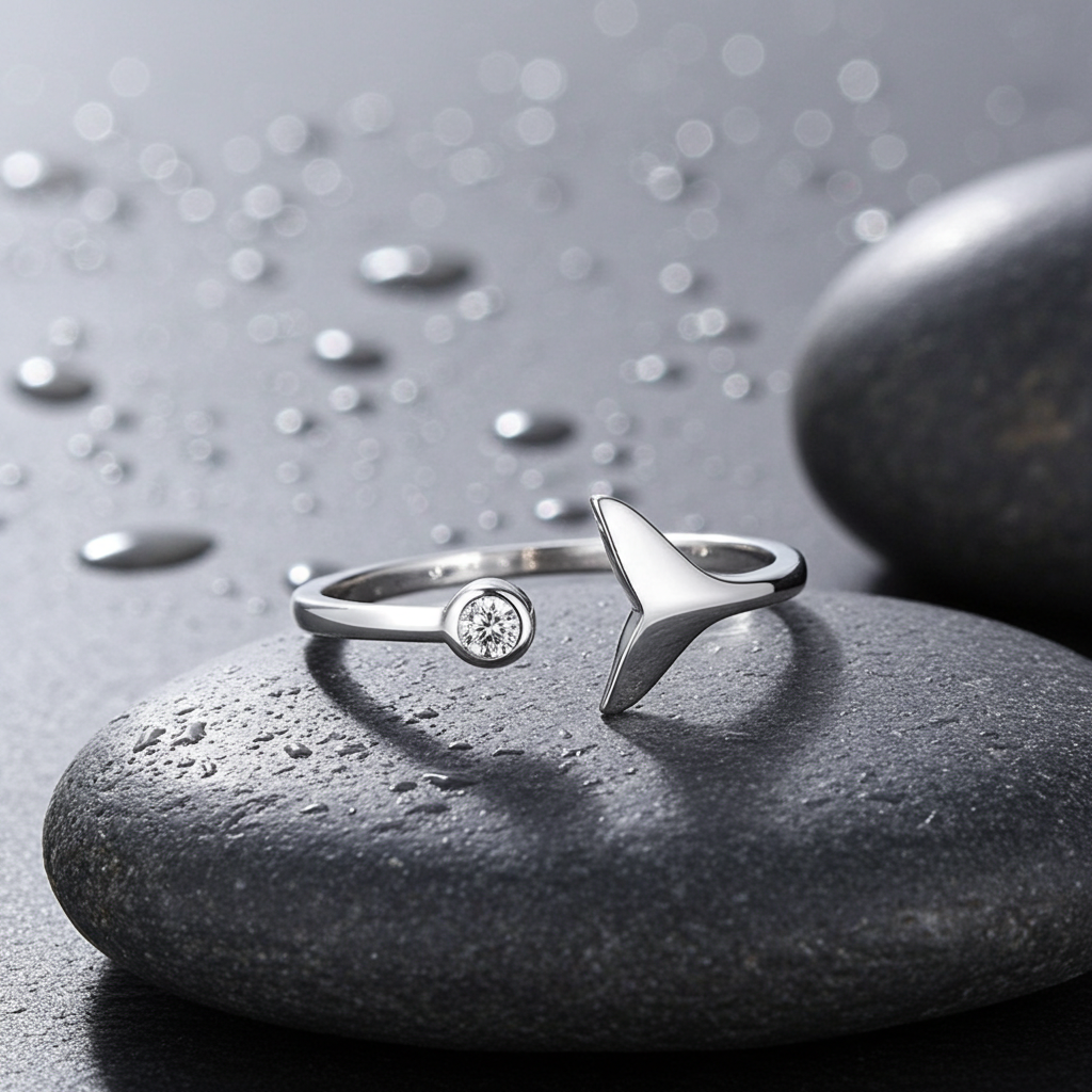 925 Sterling Silver Whale Tail Ring