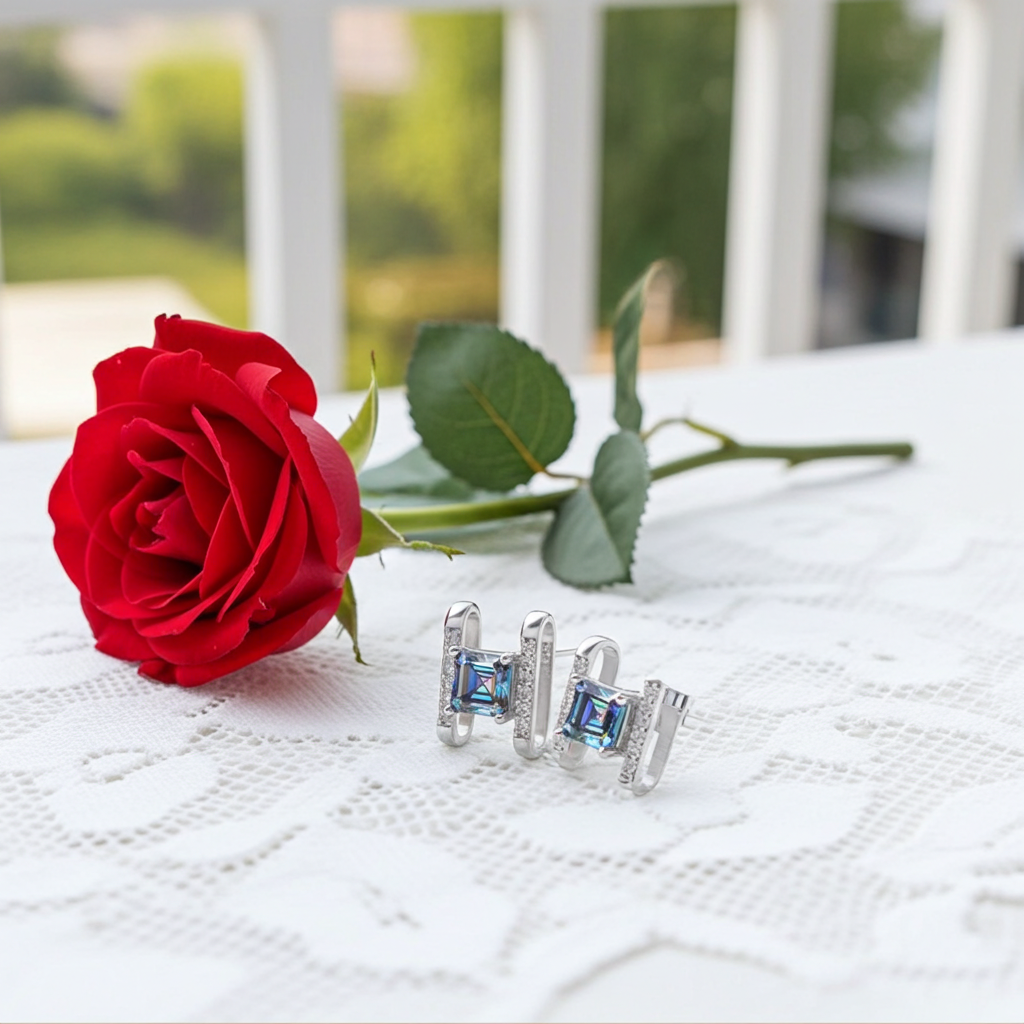 Orecchini Prisma Quadrato — Moissanite VVS1 & Argento 925