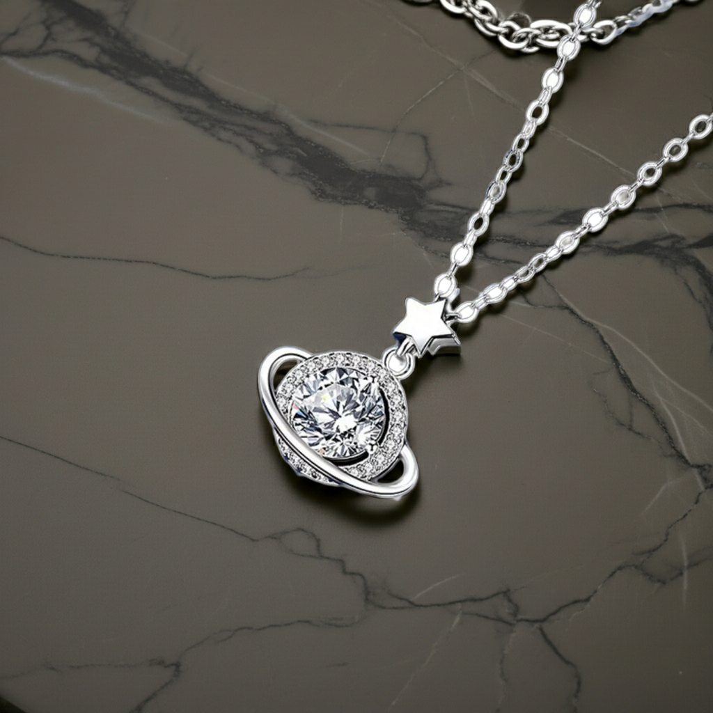 Moissanite Planet Necklace — 1 Carat | Argento 925