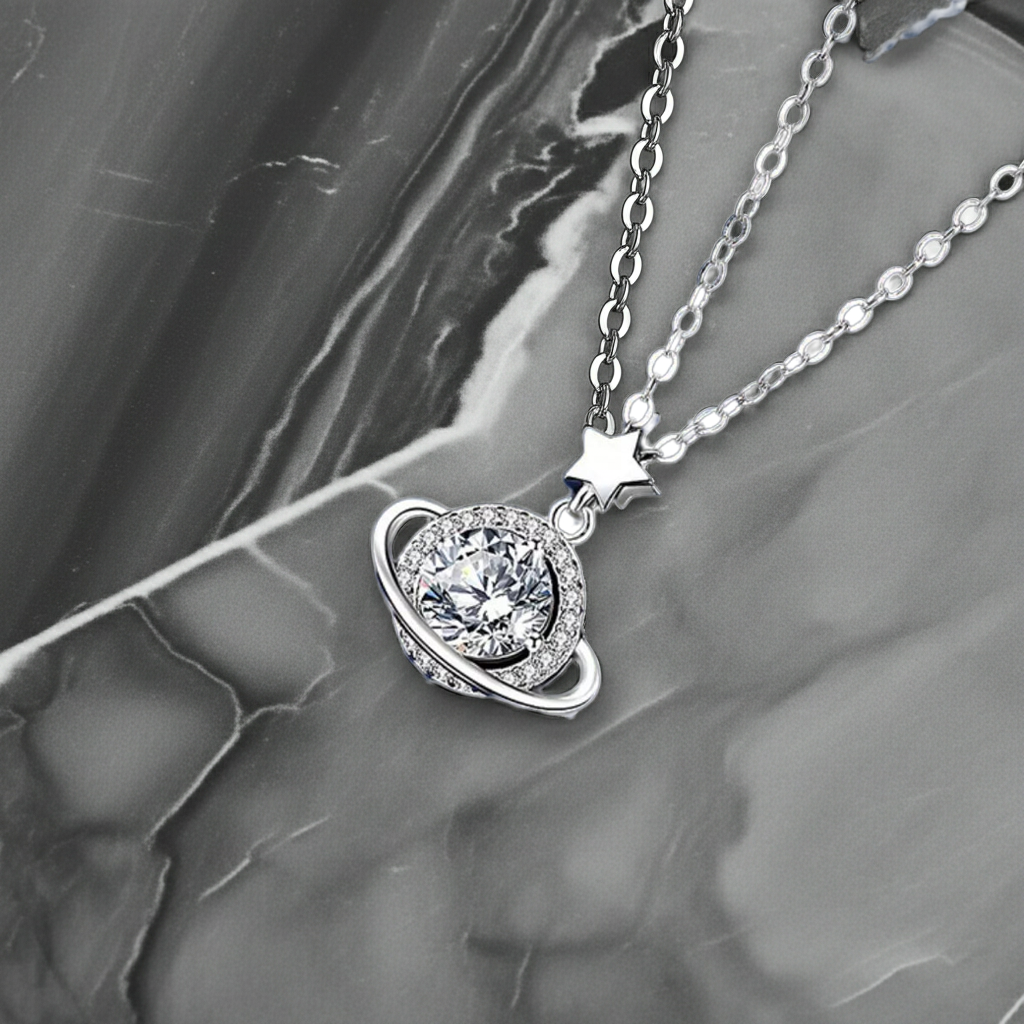Moissanite Planet Necklace — 1 Carat | Argento 925