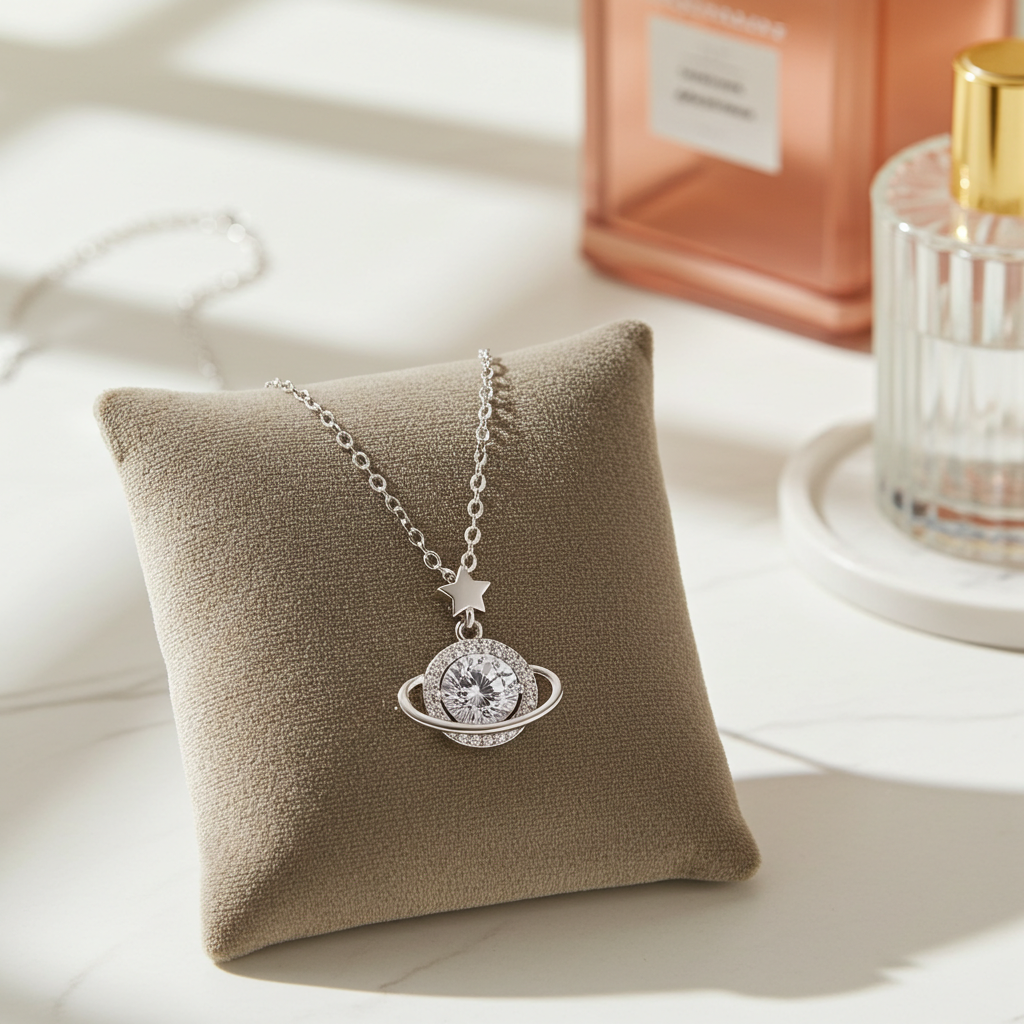 Moissanite Planet Necklace — 1 Carat | Argento 925