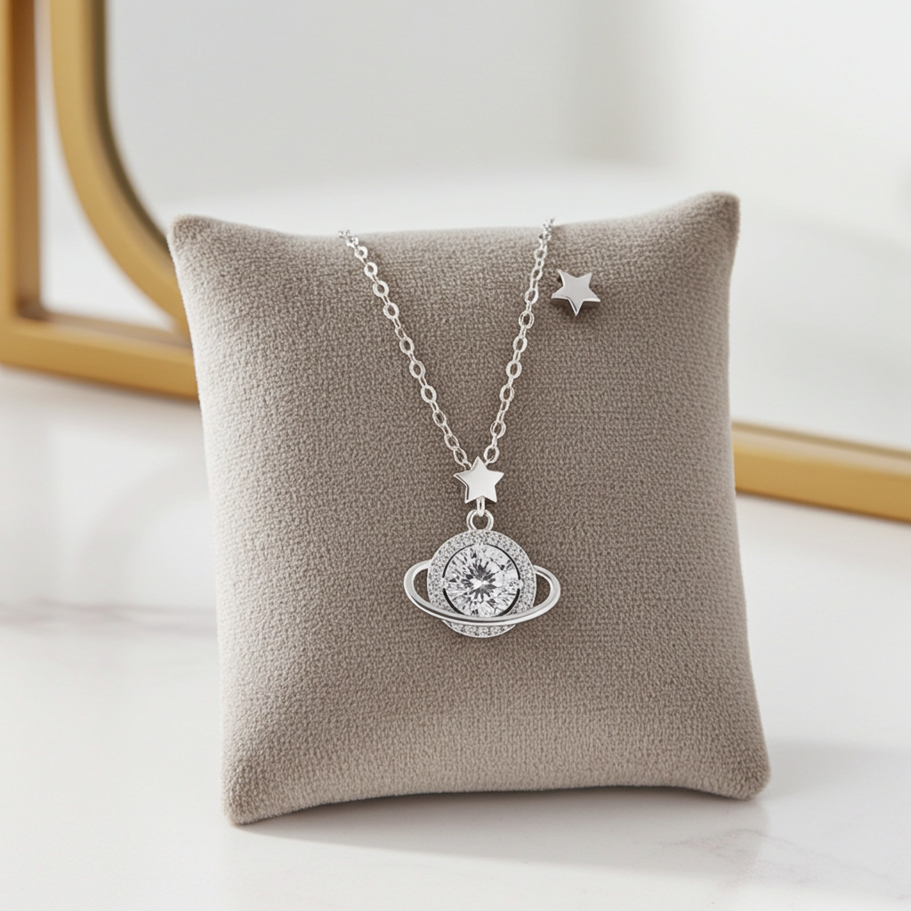 Moissanite Planet Necklace — 1 Carat | Argento 925