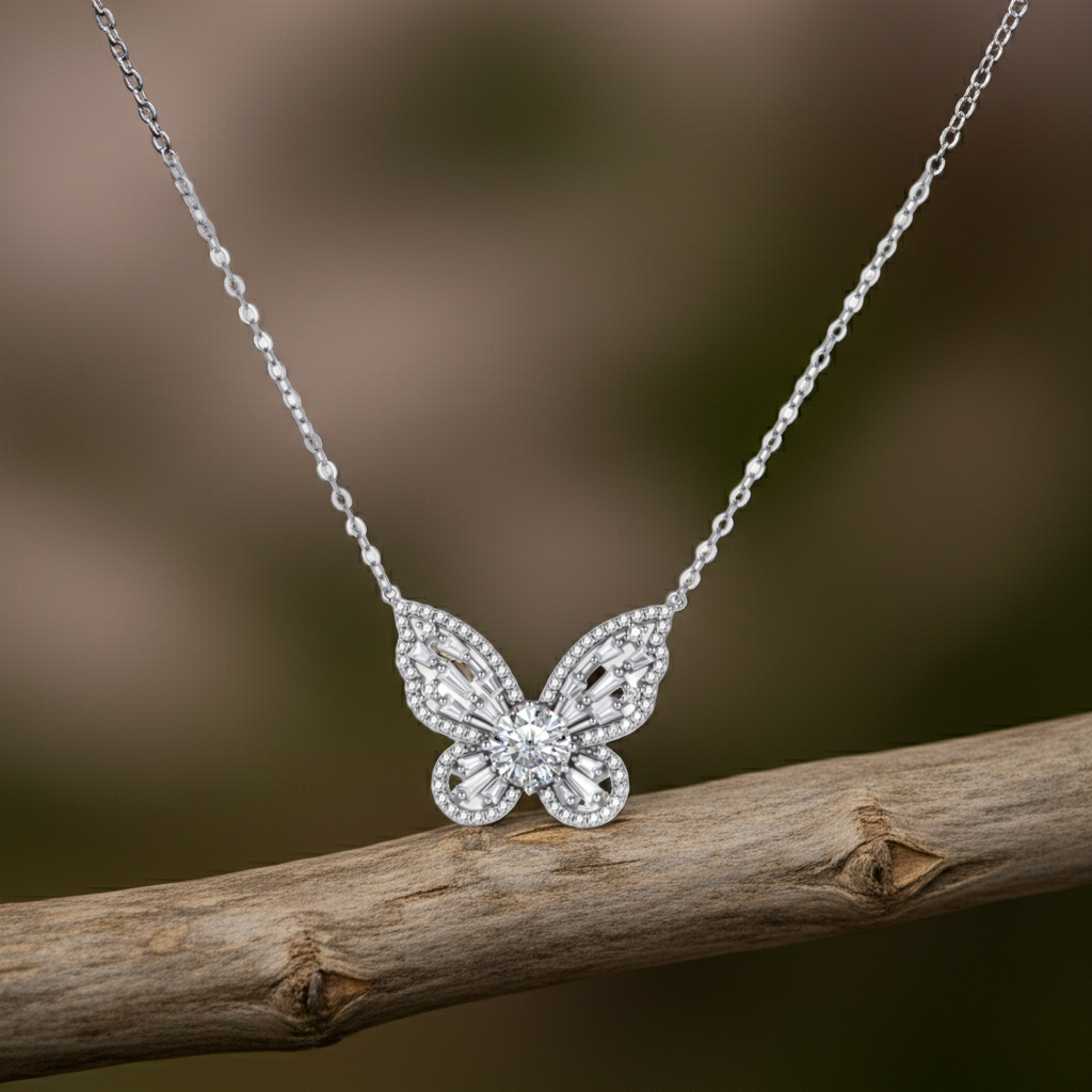 Collana Farfalla Moissanite — 1 Carato | Argento 925
