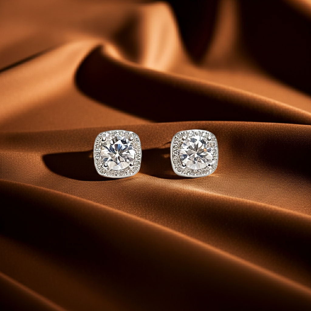 925 Sterling Silver Moissanite Stud Earrings