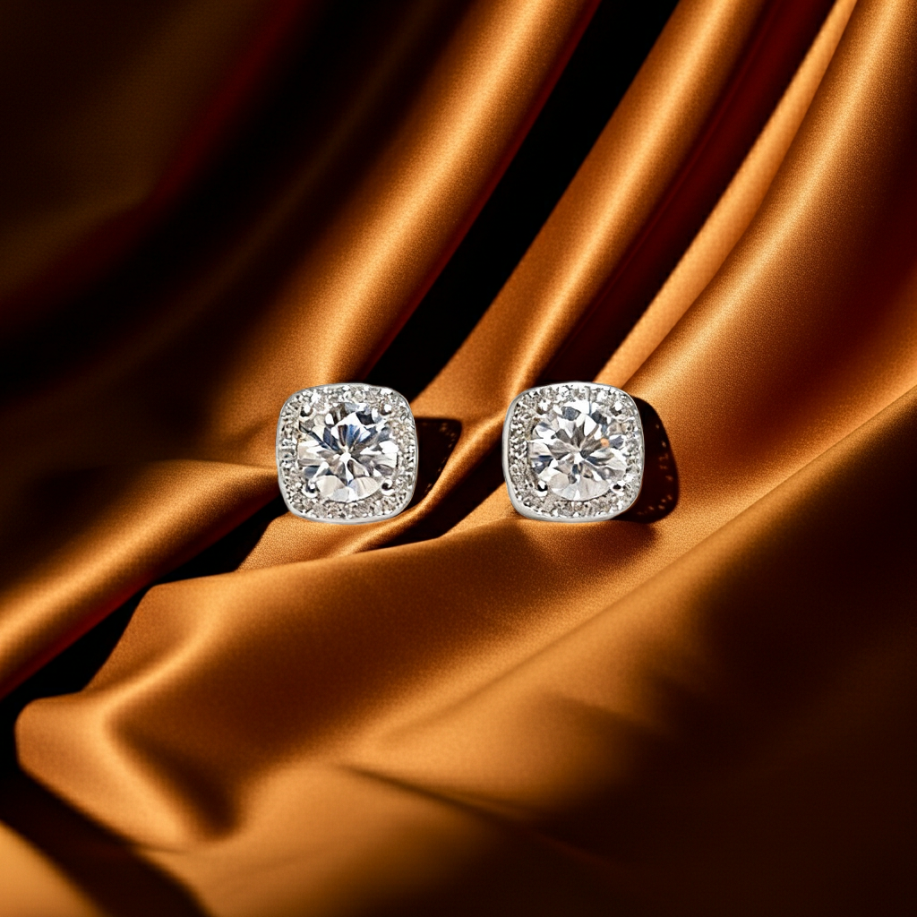 925 Sterling Silver Moissanite Stud Earrings