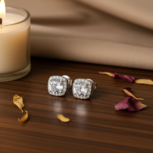 925 Sterling Silver Moissanite Stud Earrings