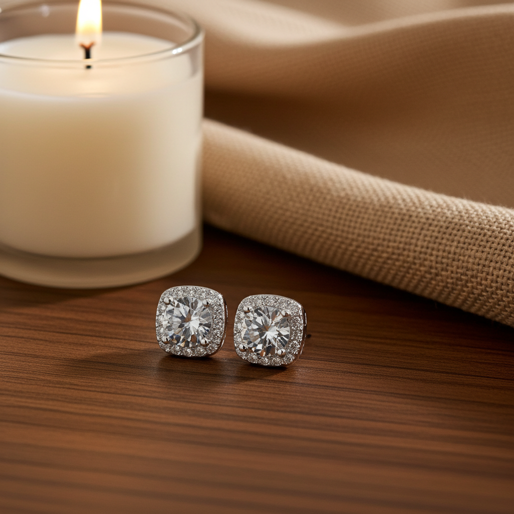 925 Sterling Silver Moissanite Stud Earrings