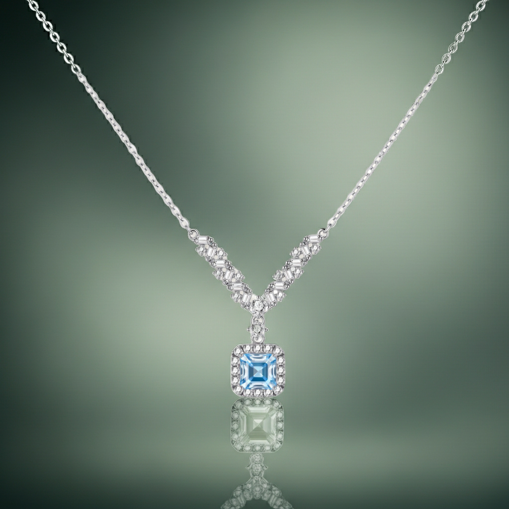 Collana Arco Celeste | Moissanite Blu & Baguette VVS1