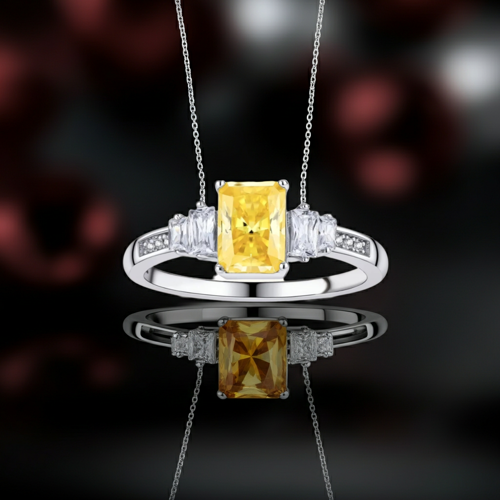 Set Moissanite Gold — Collana + Anello | 2 Carati VVS1 | Argento 925