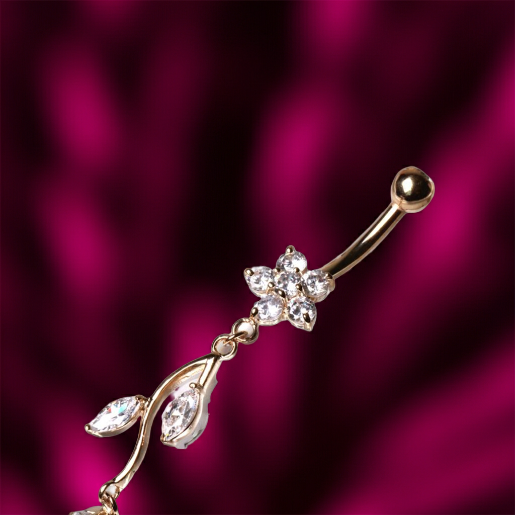 Piercing Ombelico in Oro 14Kt – Fiore & Vite con Zirconi