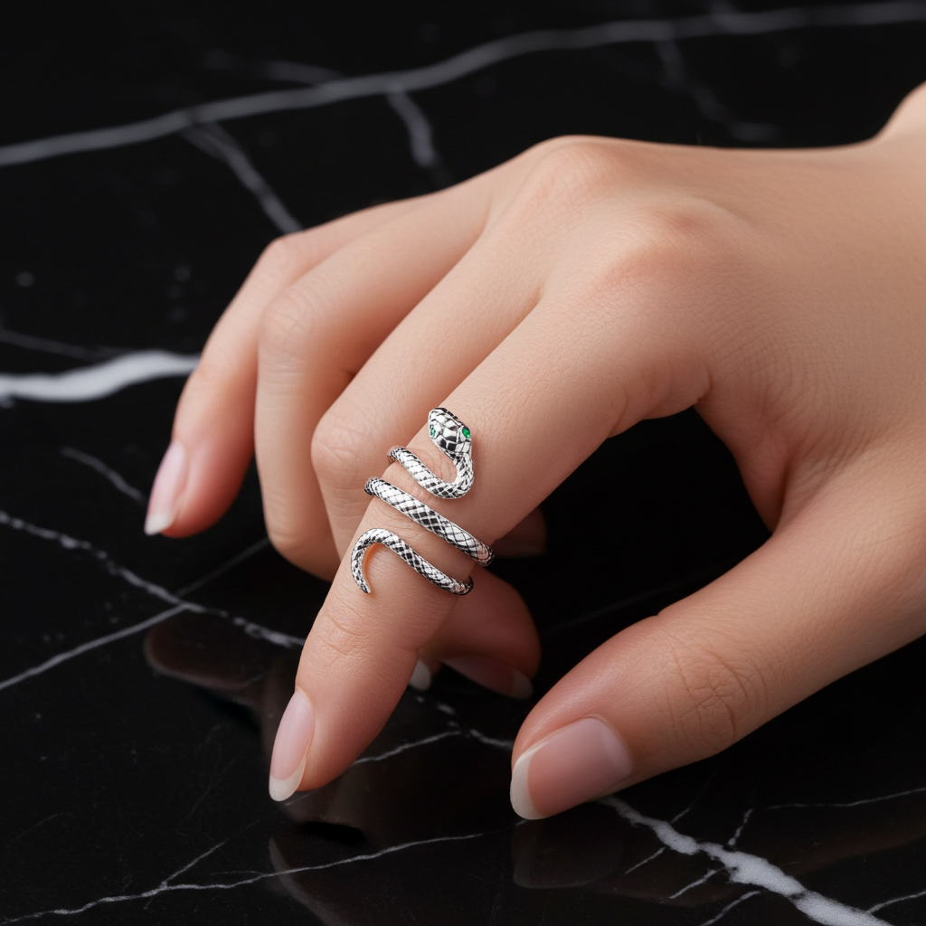 Snake Bypass Ring — Argento 925