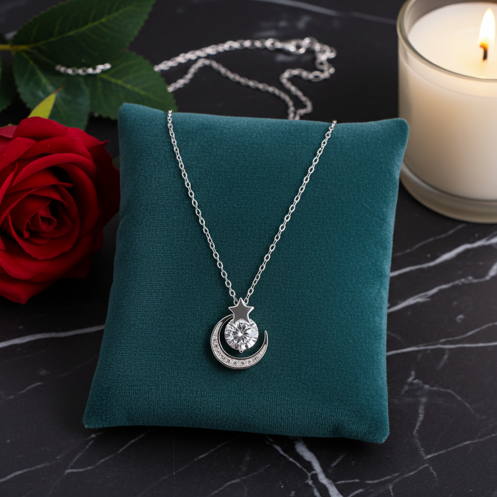 Star and Moon Pendant Necklace