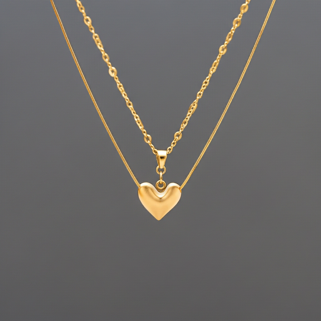 Collana Cuore Dorato | Oro 18K su Argento 925