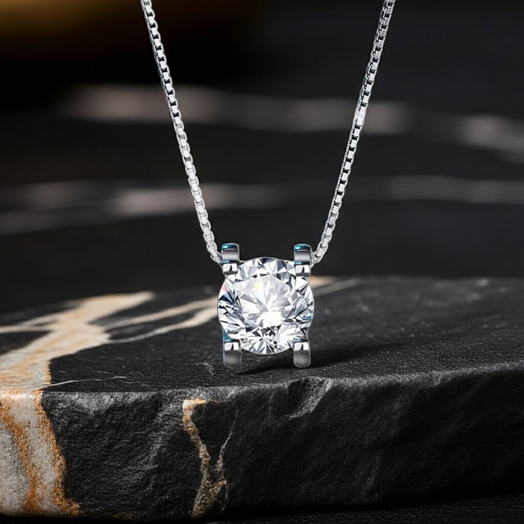 Moissanite Solitaire Necklace — 1 Carat | Argento 925