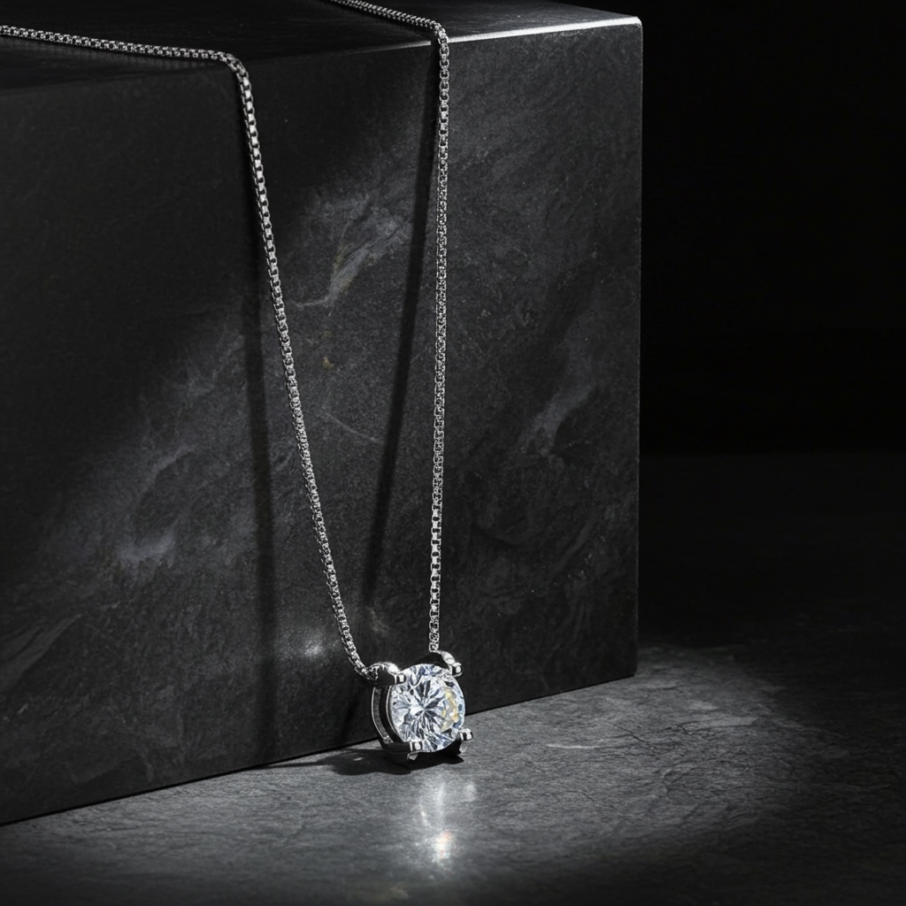 Moissanite Solitaire Necklace — 1 Carat | Argento 925