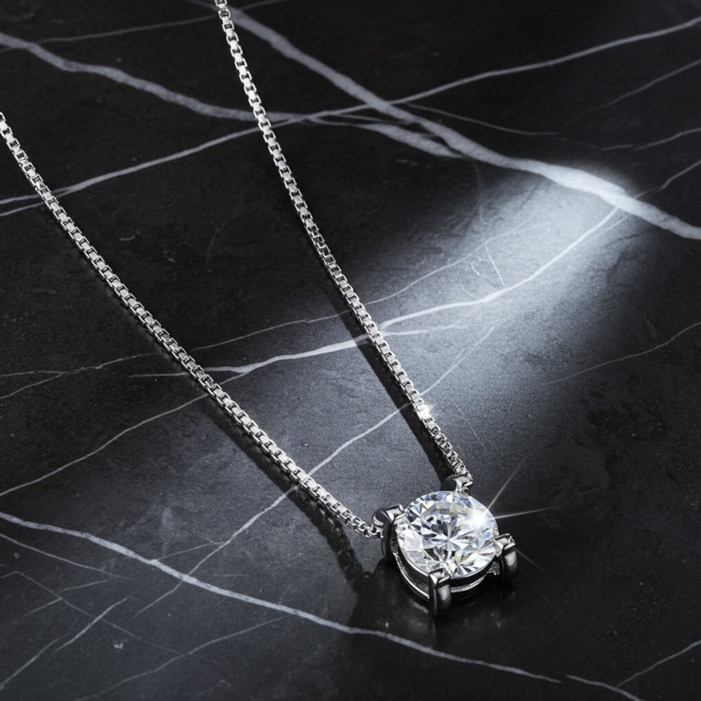 Moissanite Solitaire Necklace — 1 Carat | Argento 925