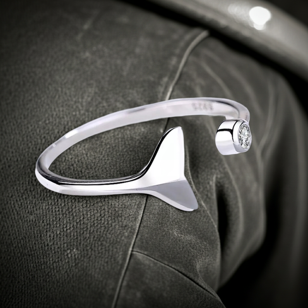 925 Sterling Silver Whale Tail Ring