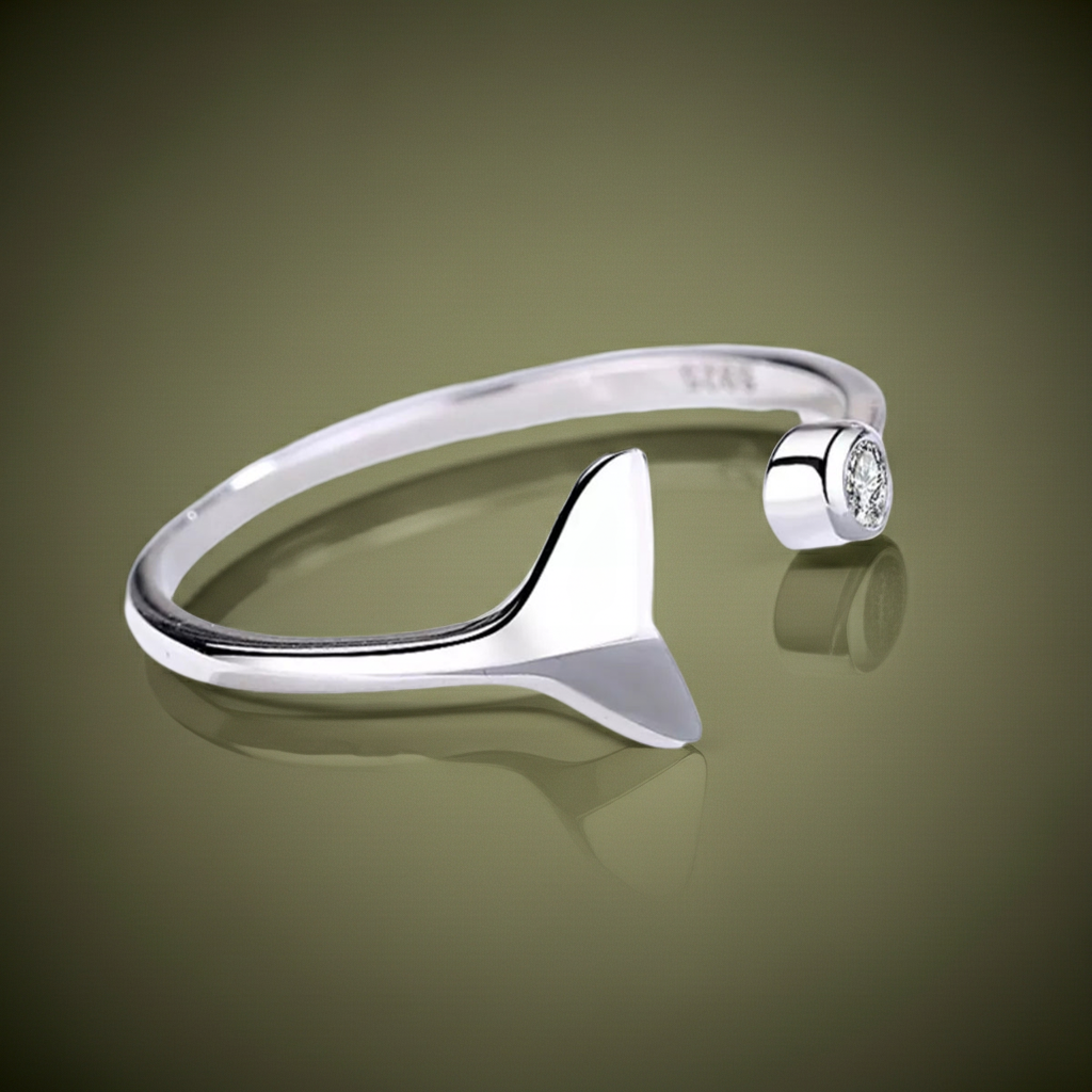 925 Sterling Silver Whale Tail Ring