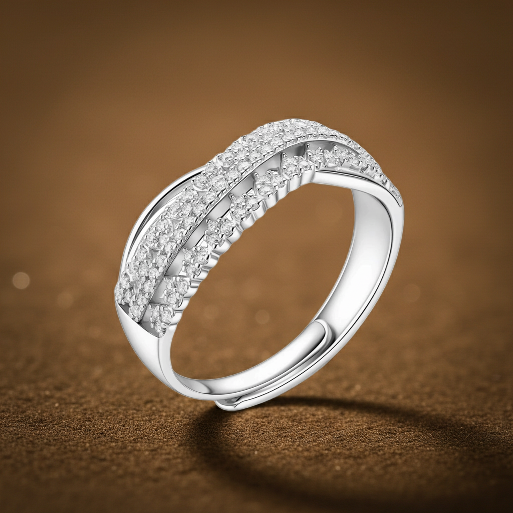 Anello Infinity Incrociato | Moissanite Pavé VVS1