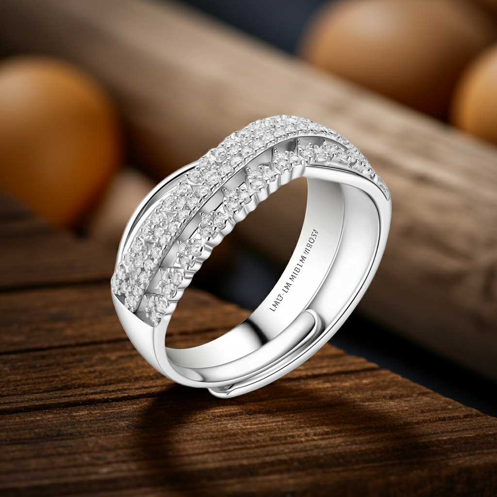 Anello Infinity Incrociato | Moissanite Pavé VVS1