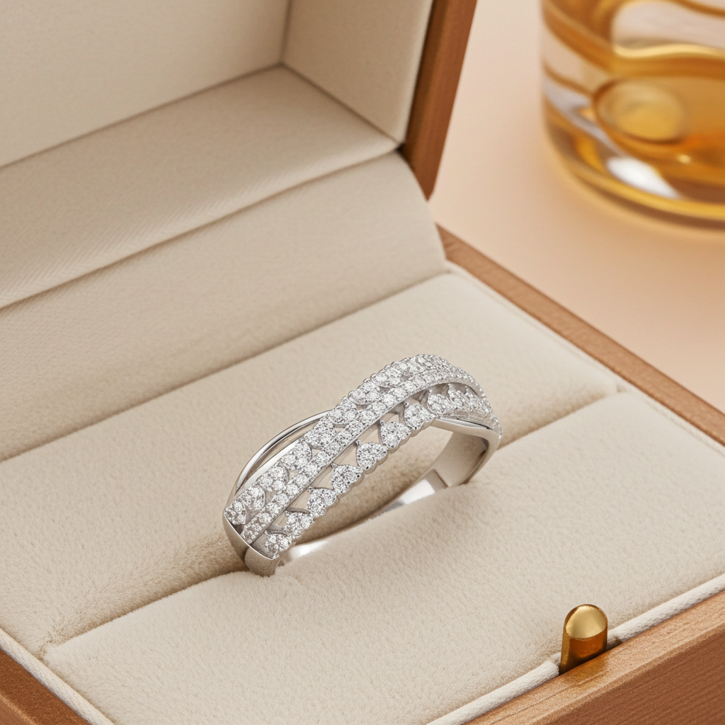 Anello Infinity Incrociato | Moissanite Pavé VVS1
