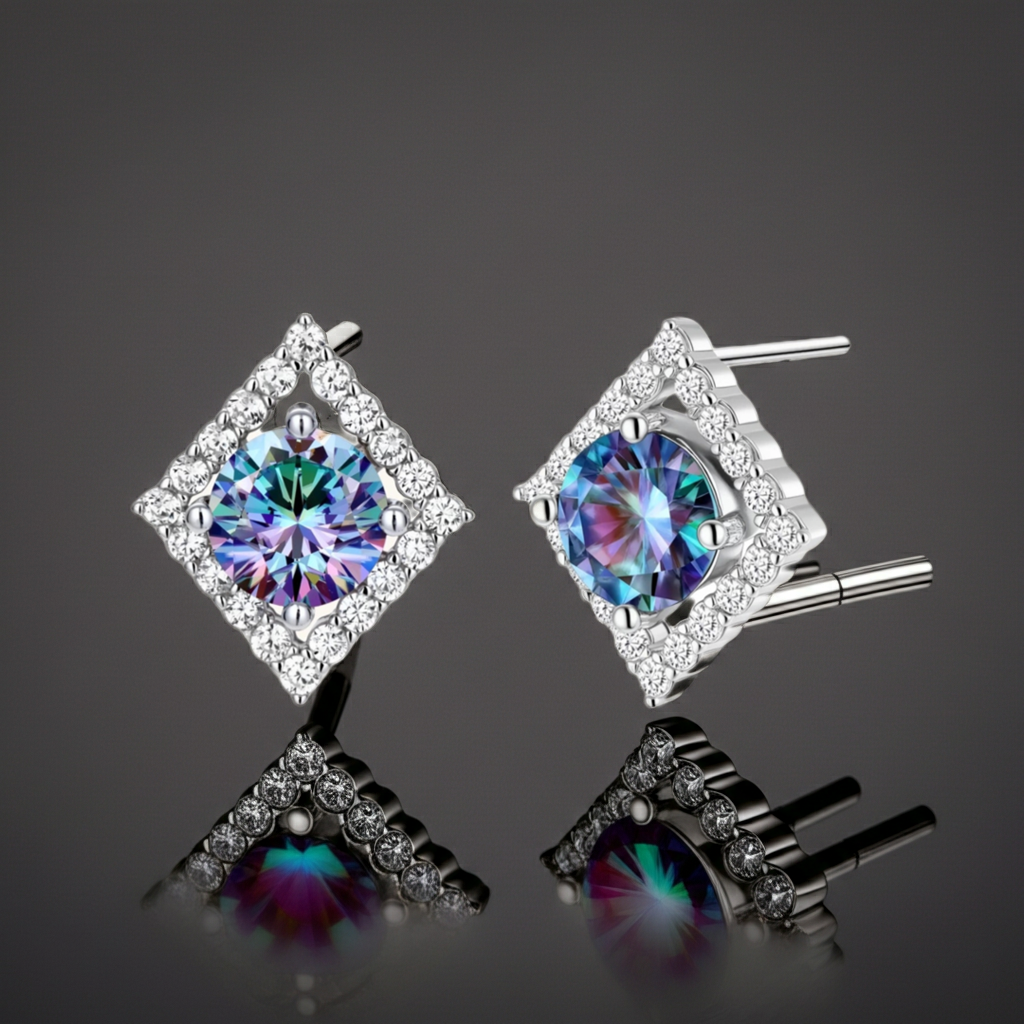 Orecchini Prism Dreams — Moissanite Rainbow VVS1 & Argento 925