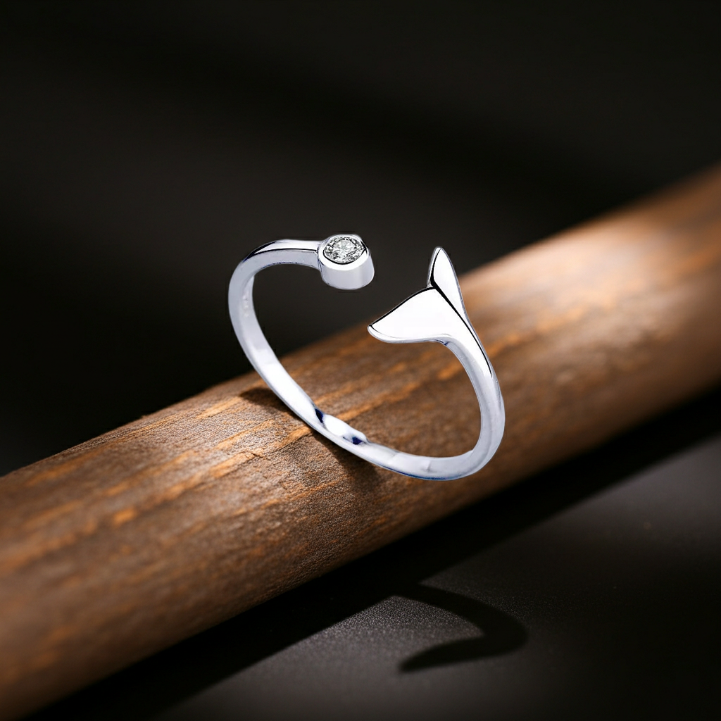 925 Sterling Silver Whale Tail Ring