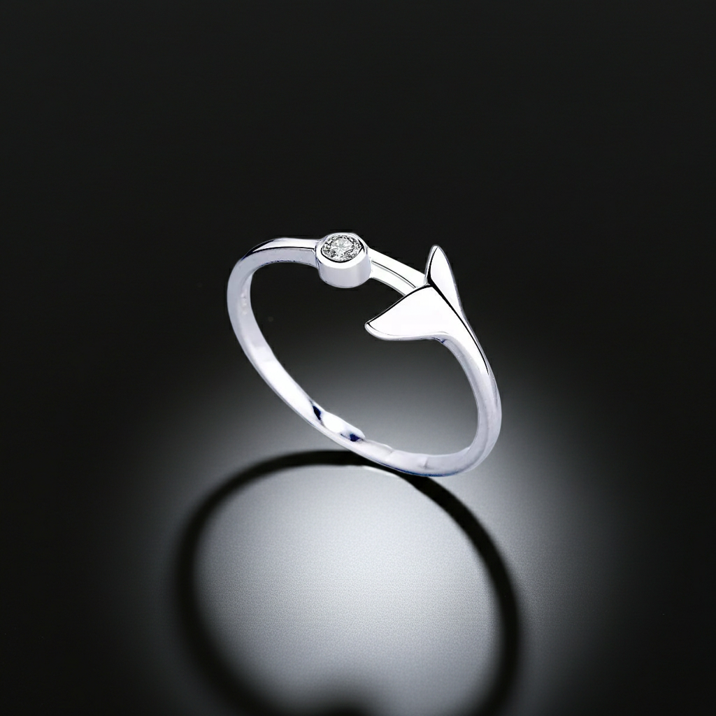 925 Sterling Silver Whale Tail Ring