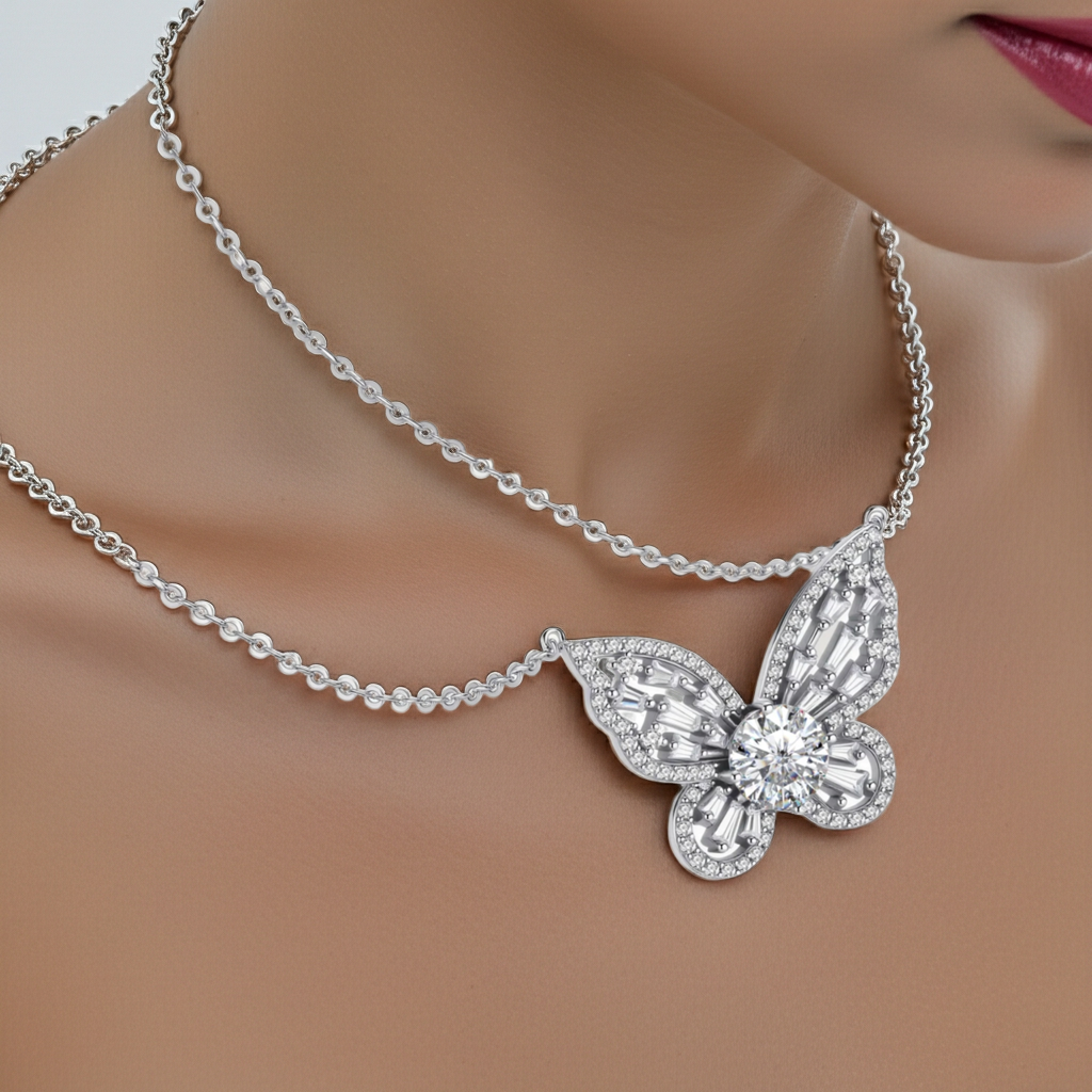 Collana Farfalla Moissanite — 1 Carato | Argento 925