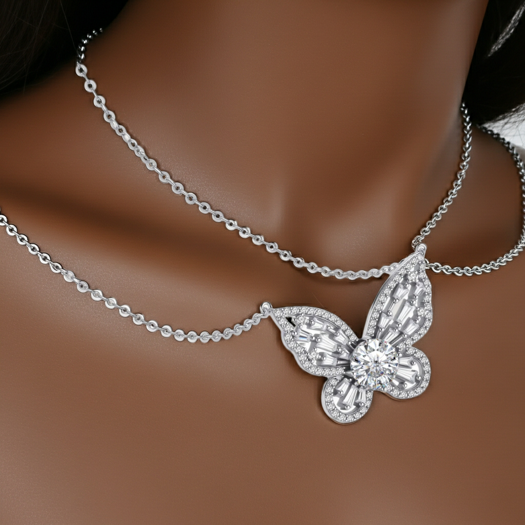 Collana Farfalla Moissanite — 1 Carato | Argento 925