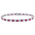 Bracciale Tennis Rubino & Zaffiro Bianco – Oro 14kt (18,4cm)