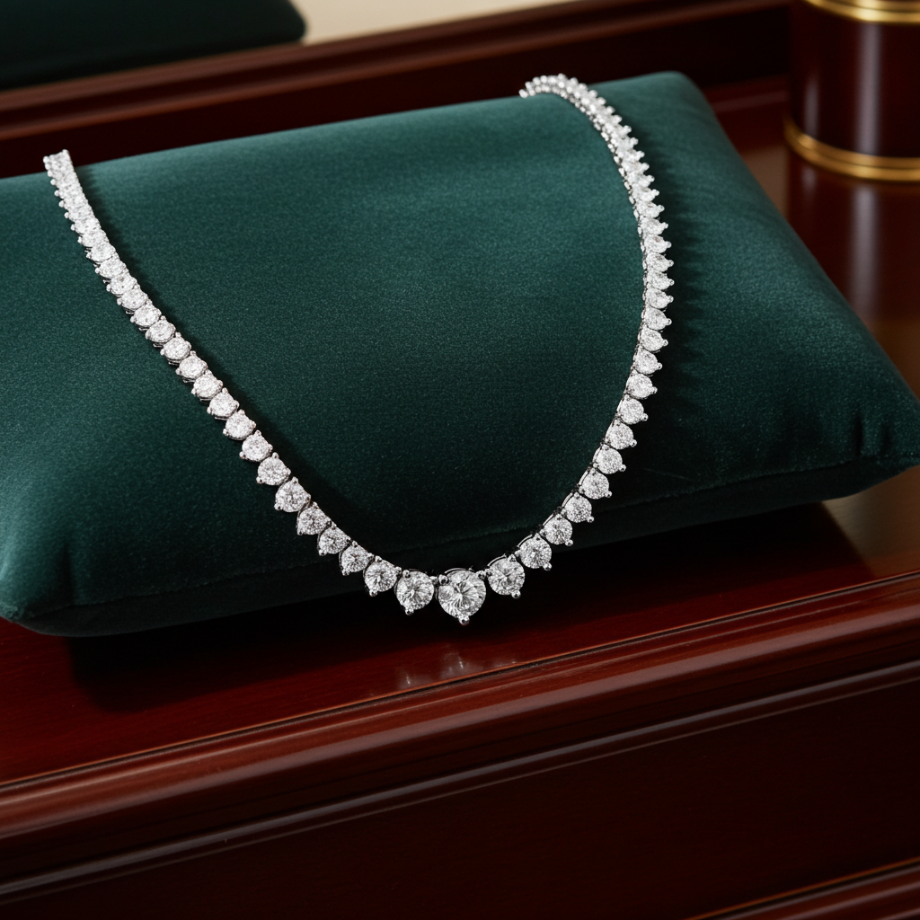 Collana Tennis Graduated Moissanite 15 CTW — Oro 14K