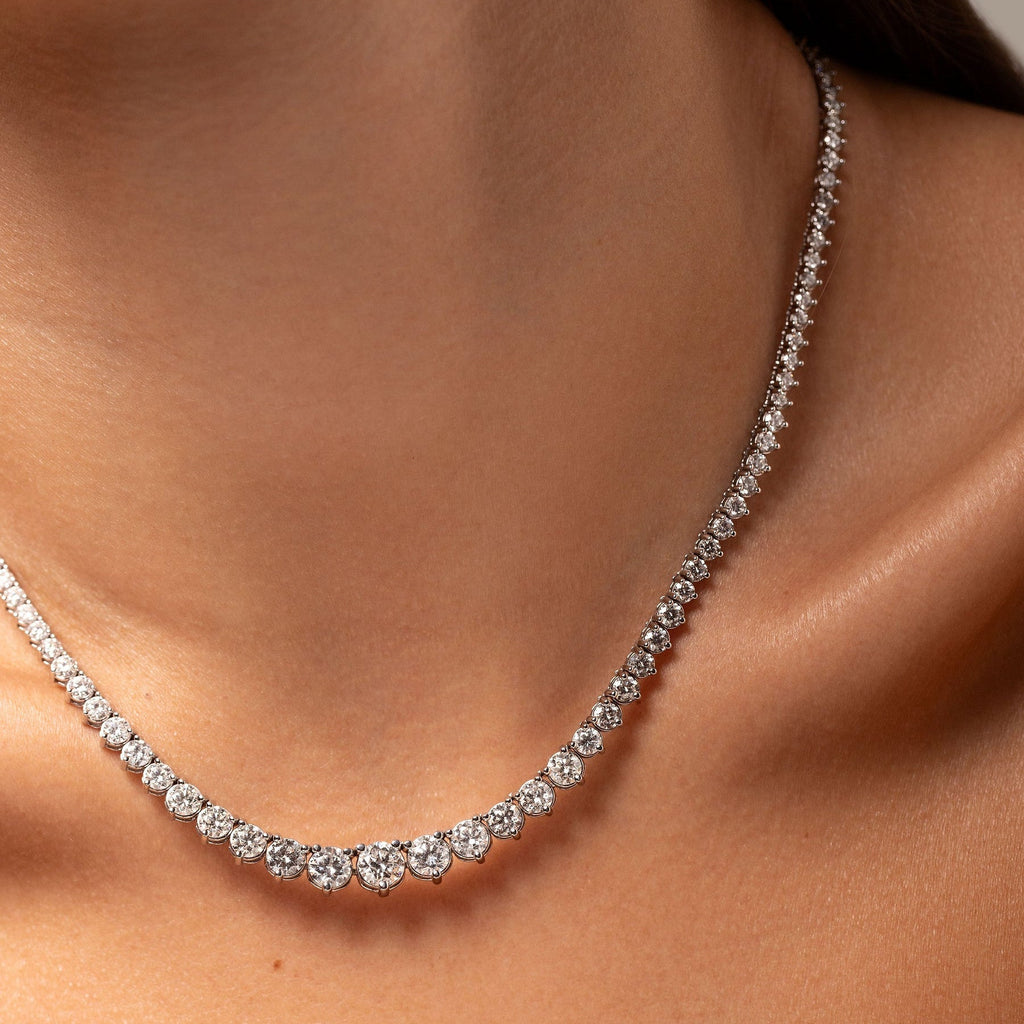 Collana Tennis Graduated Moissanite 15 CTW — Oro 14K
