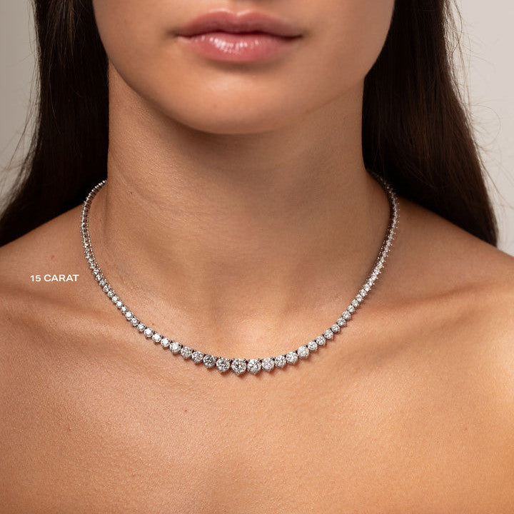 Collana Tennis Graduated Moissanite 15 CTW — Oro 14K