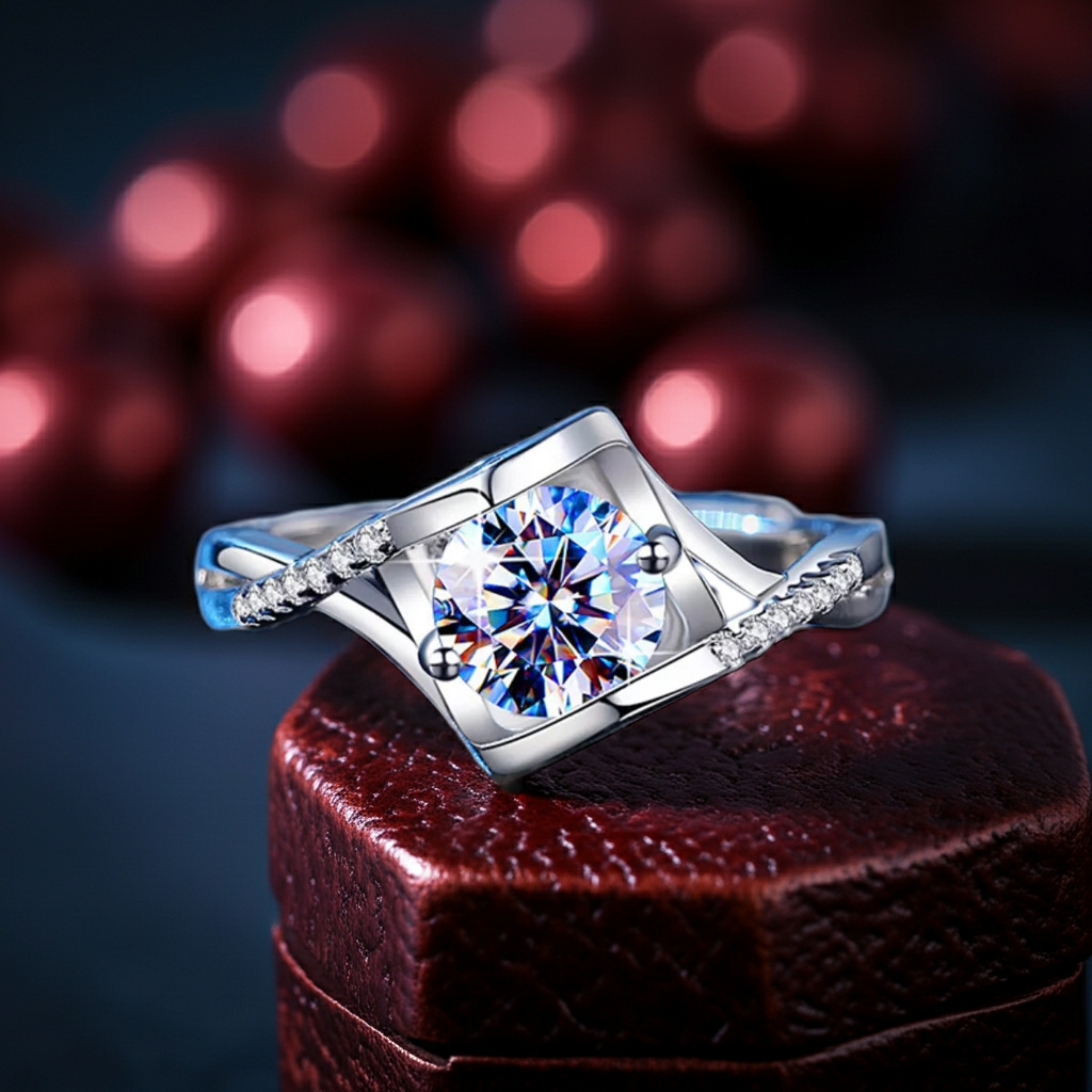 Anello Moissanite 1 Carato | Argento 925 Regolabile