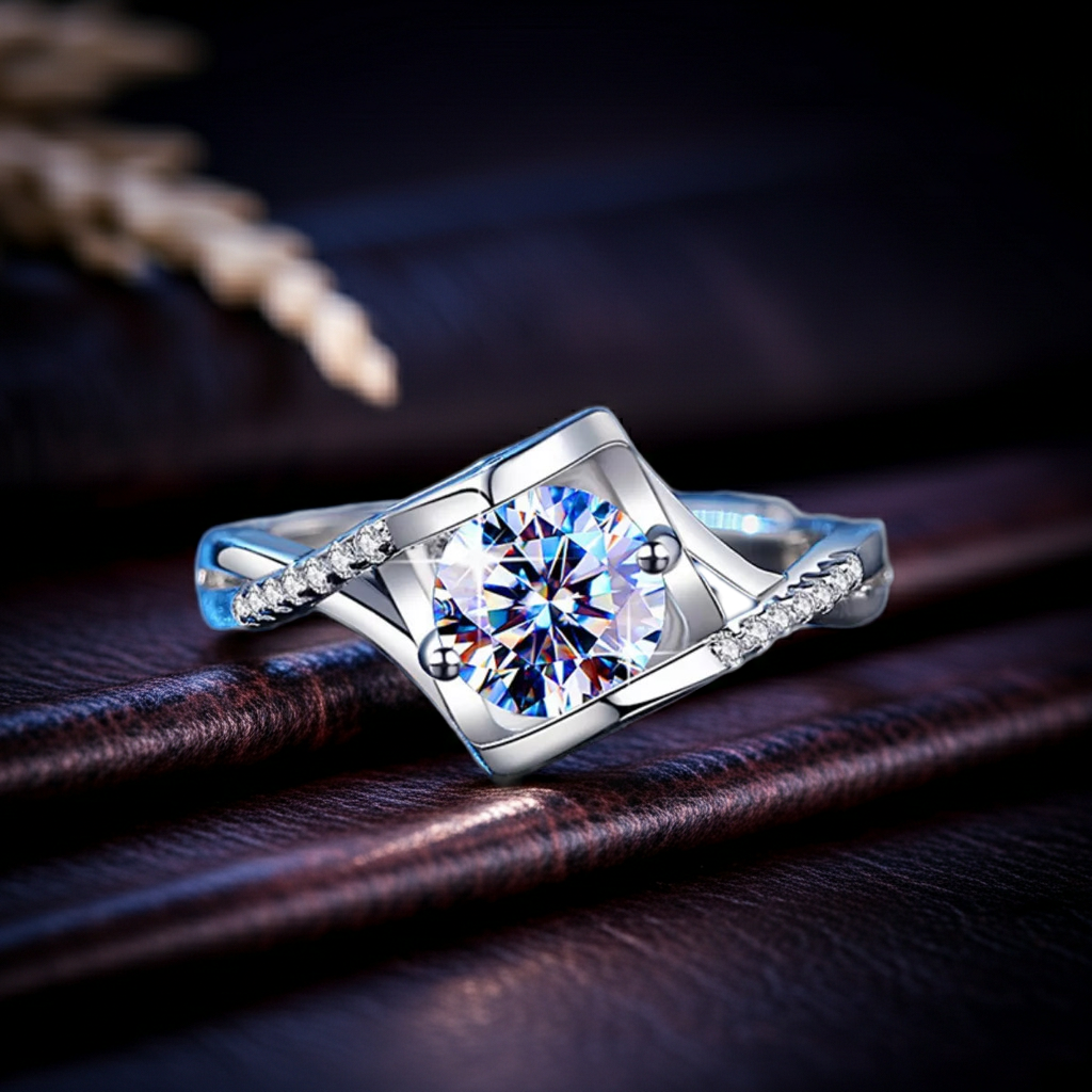 Anello Moissanite 1 Carato | Argento 925 Regolabile