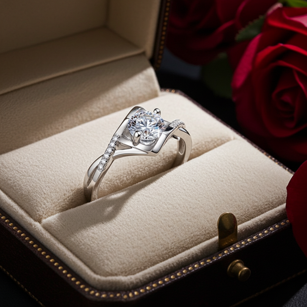 Anello Moissanite 1 Carato | Argento 925 Regolabile