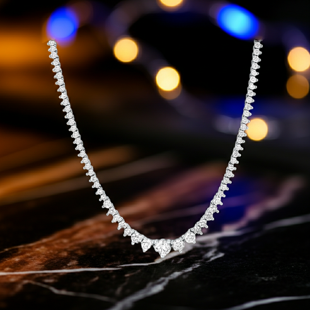 Collana Tennis Graduated Moissanite 15 CTW — Oro 14K