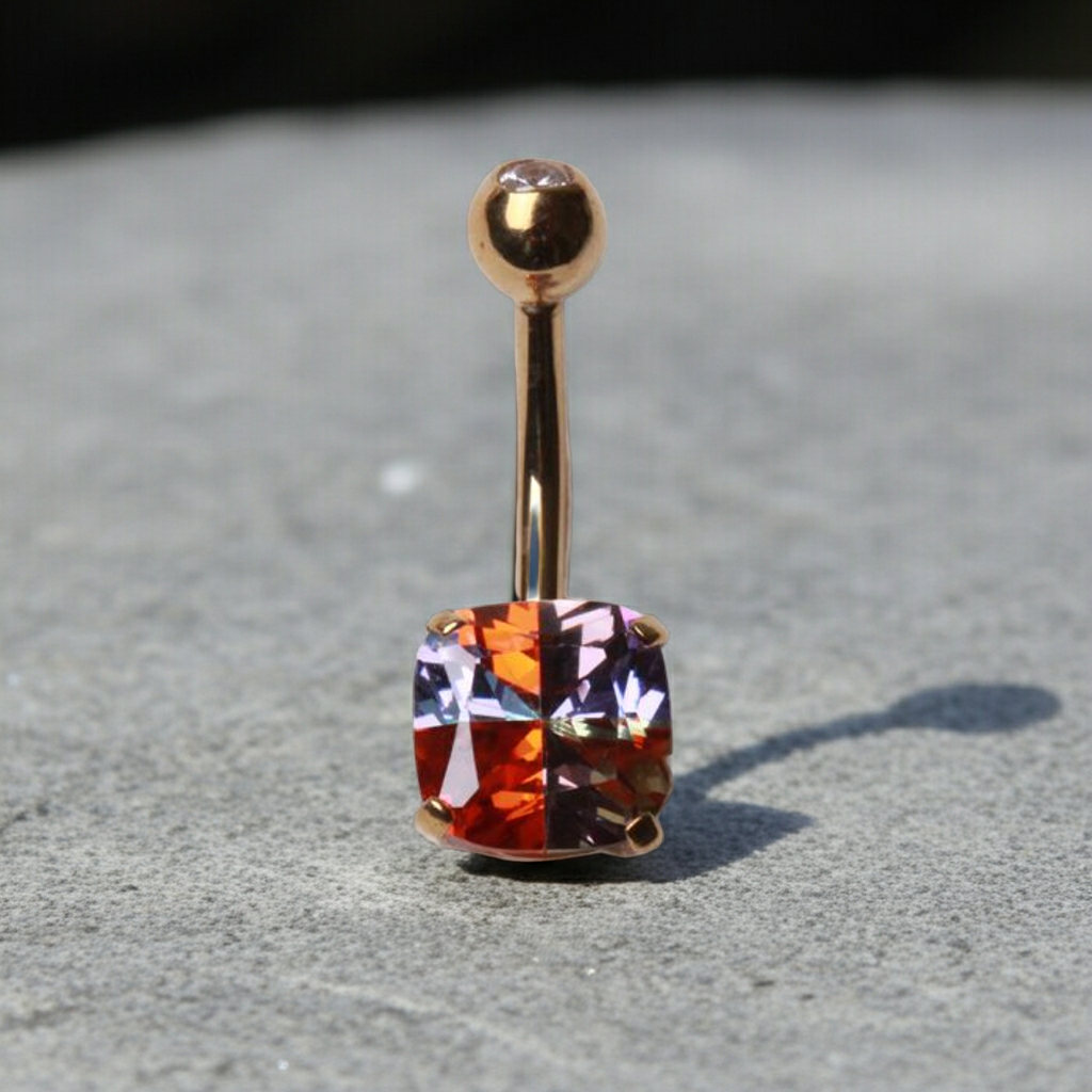 Piercing Ombelico in Oro 14Kt con Zircone Miracle