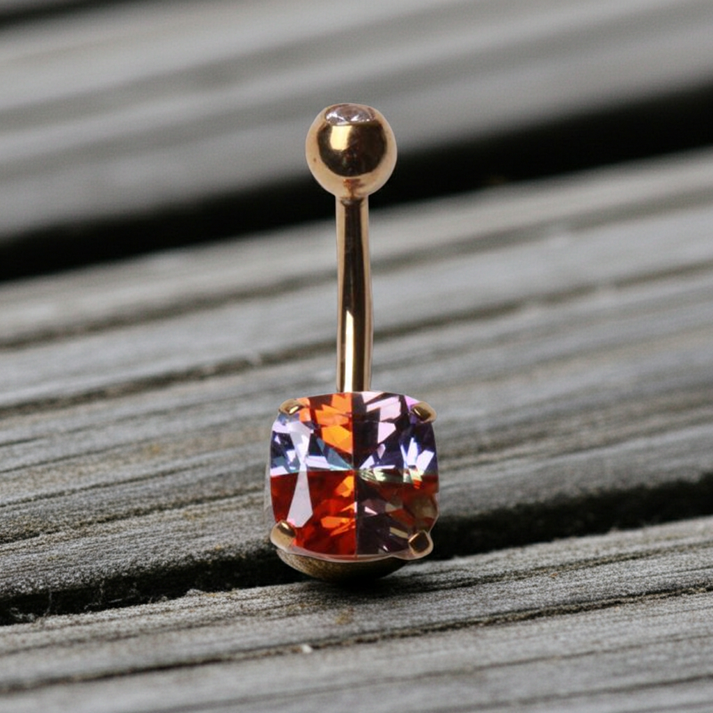 Piercing Ombelico in Oro 14Kt con Zircone Miracle