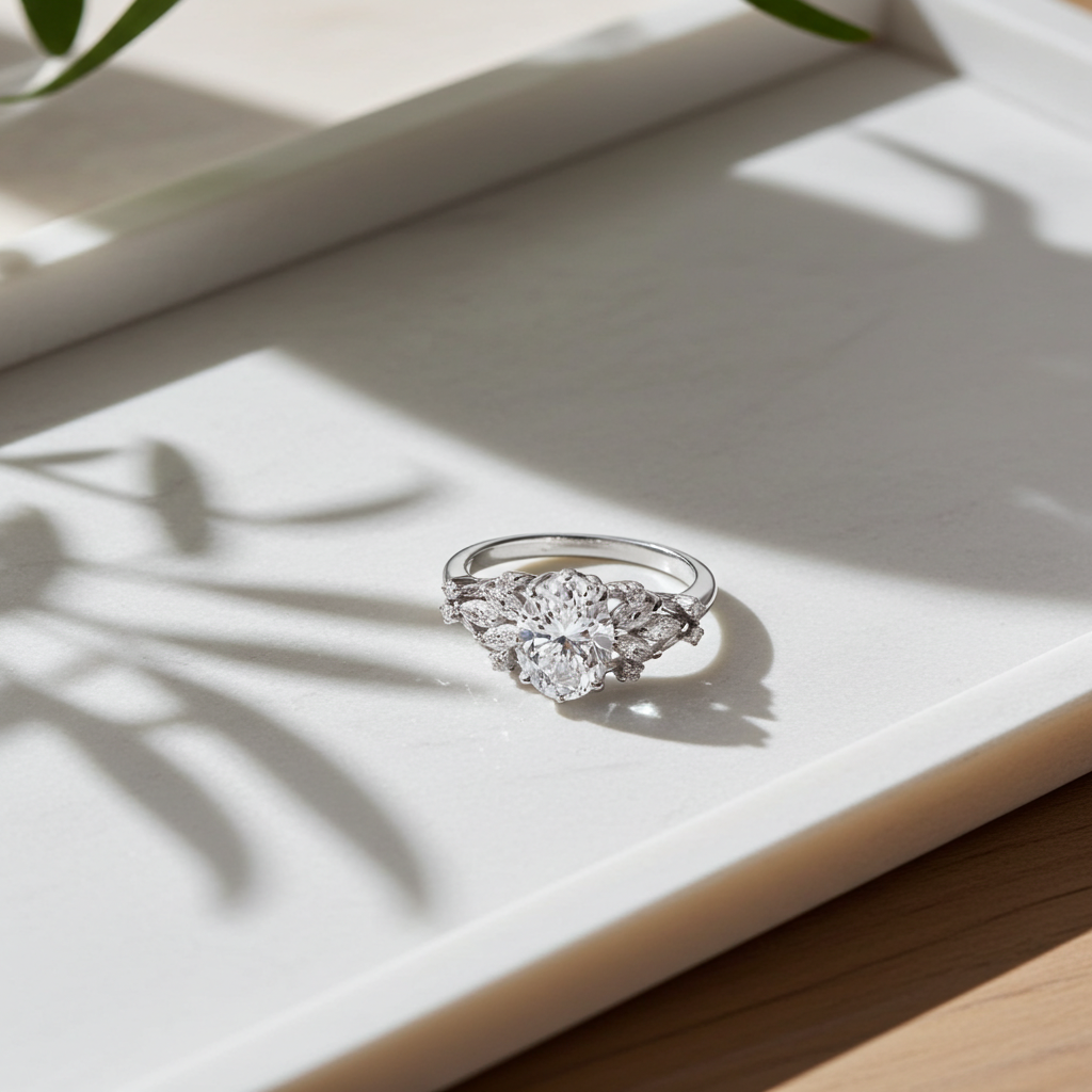 Anello della Promessa Celestiale | Moissanite Ovale 1.2ct VVS1